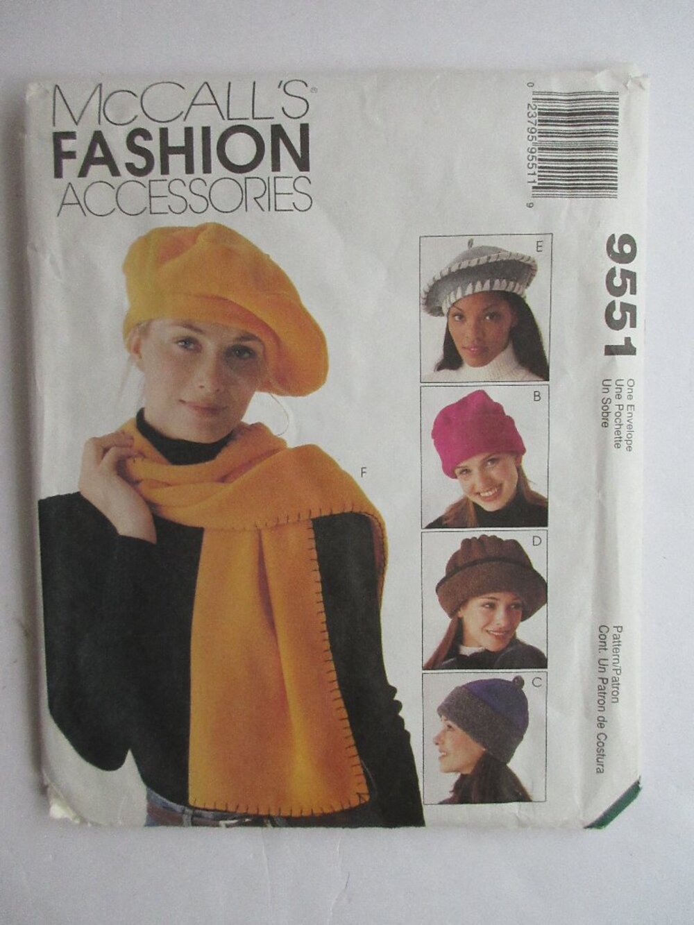 McCalls 9551 Pattern Misses Scarves, Hats, Tote, Roll-Up Blanket Stretch Knits